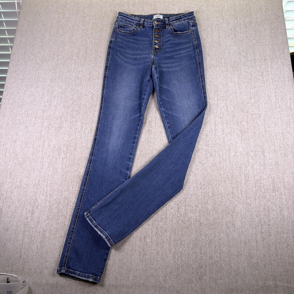 Amalli Talli Jeans Women Sz 27x36 Button Fly Light Wash Straight leg Stretch